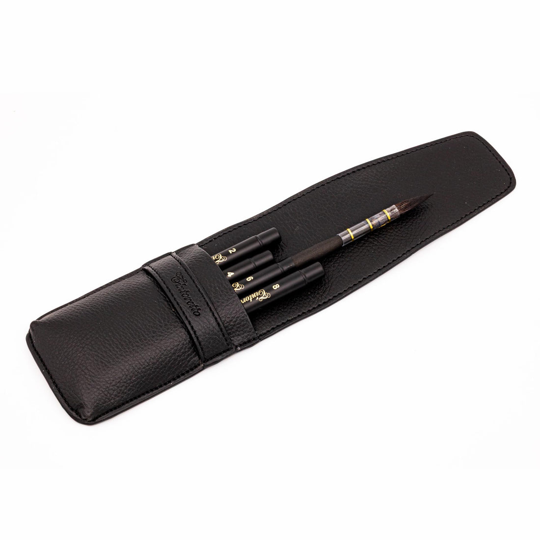 4 Reispenselen in eco-leren tasje - Vajo - Tintoretto (4323)