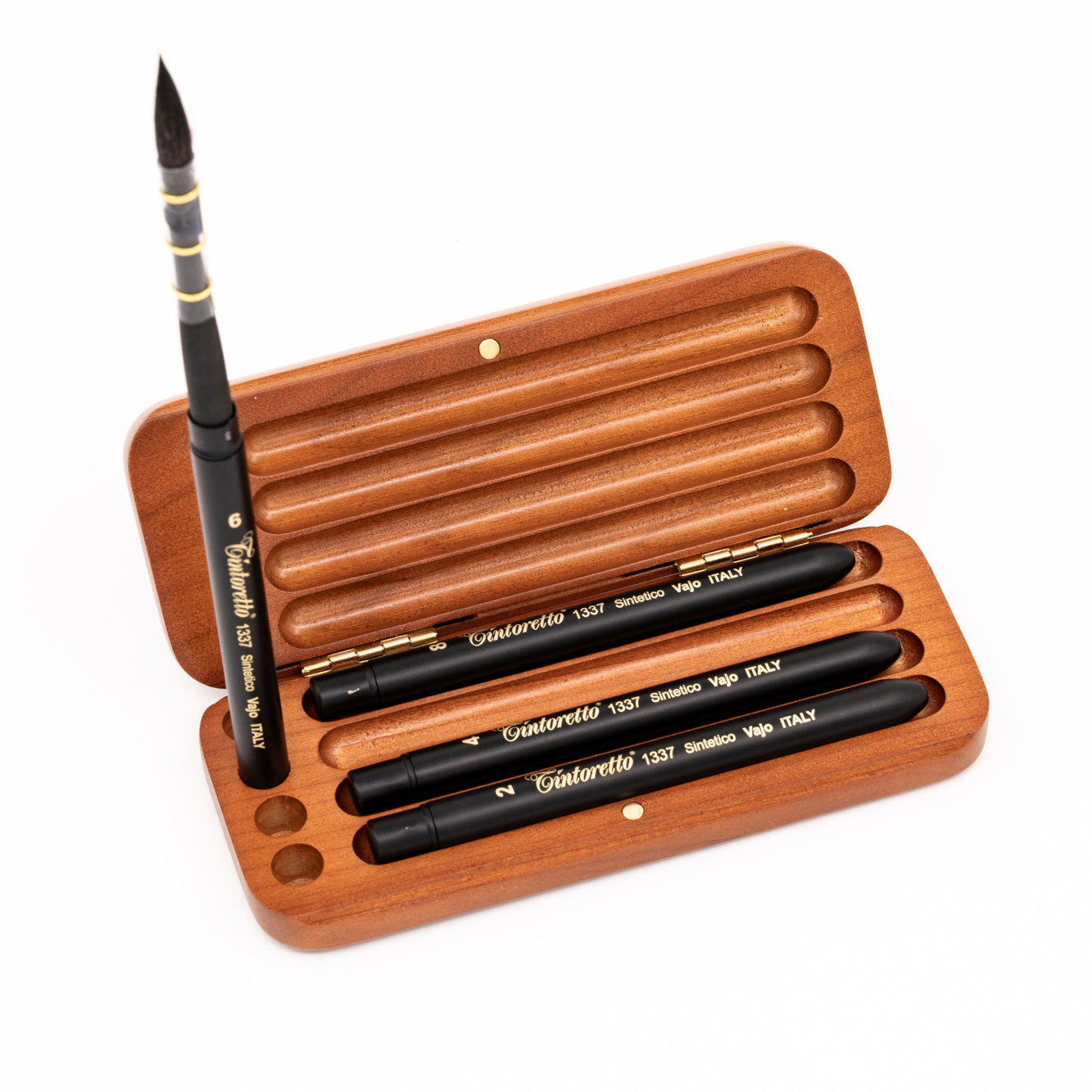 4 Reispenselen in kersenhouten doos - Vajo - Tintoretto (553)