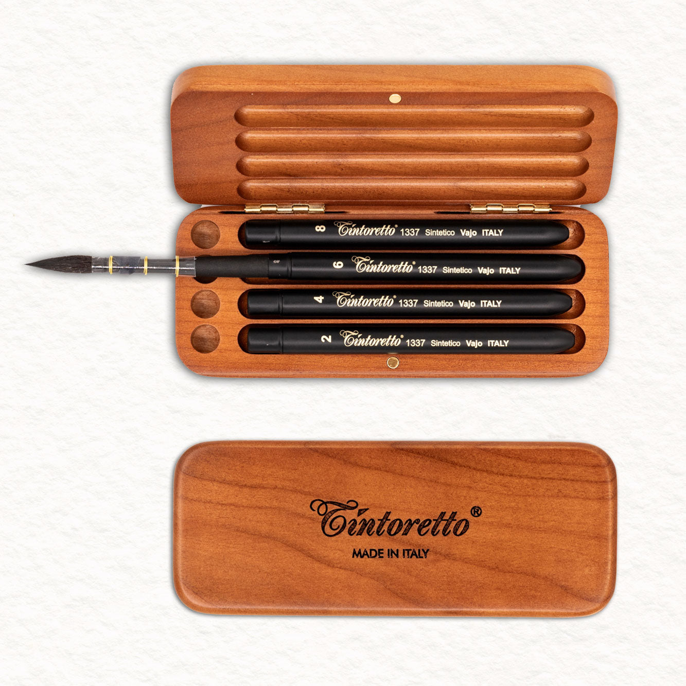 4 Reispenselen in kersenhouten doos - Vajo - Tintoretto (553)