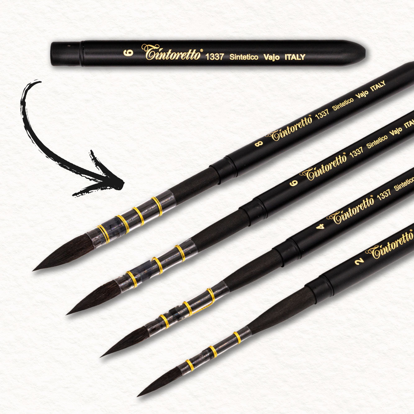 4 Travel brushes in eco-leather pocket cases - Vajo - Tintoretto (4323)